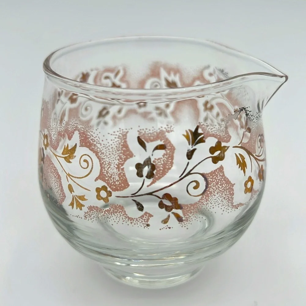 Vintage Libbey Duchess Pink Mist Gold Floral Vine Glass Creamer